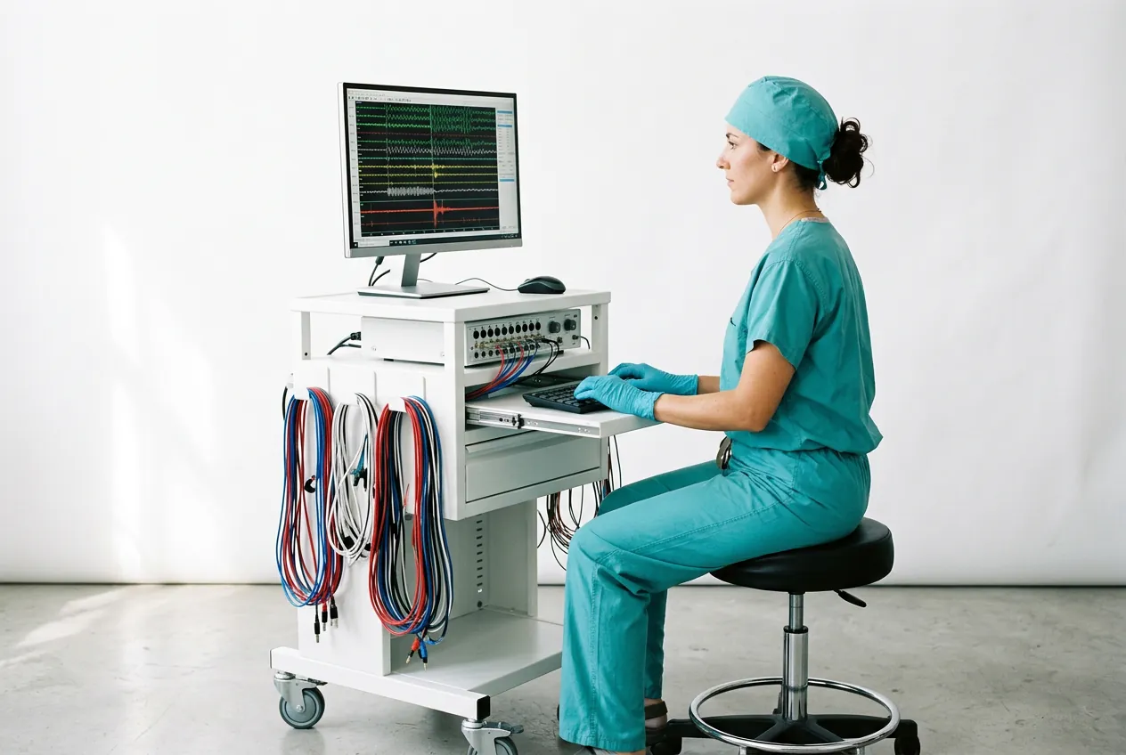 Andrew Hillman Dallas: illustration of an intraoperative neuromonitoring workstation