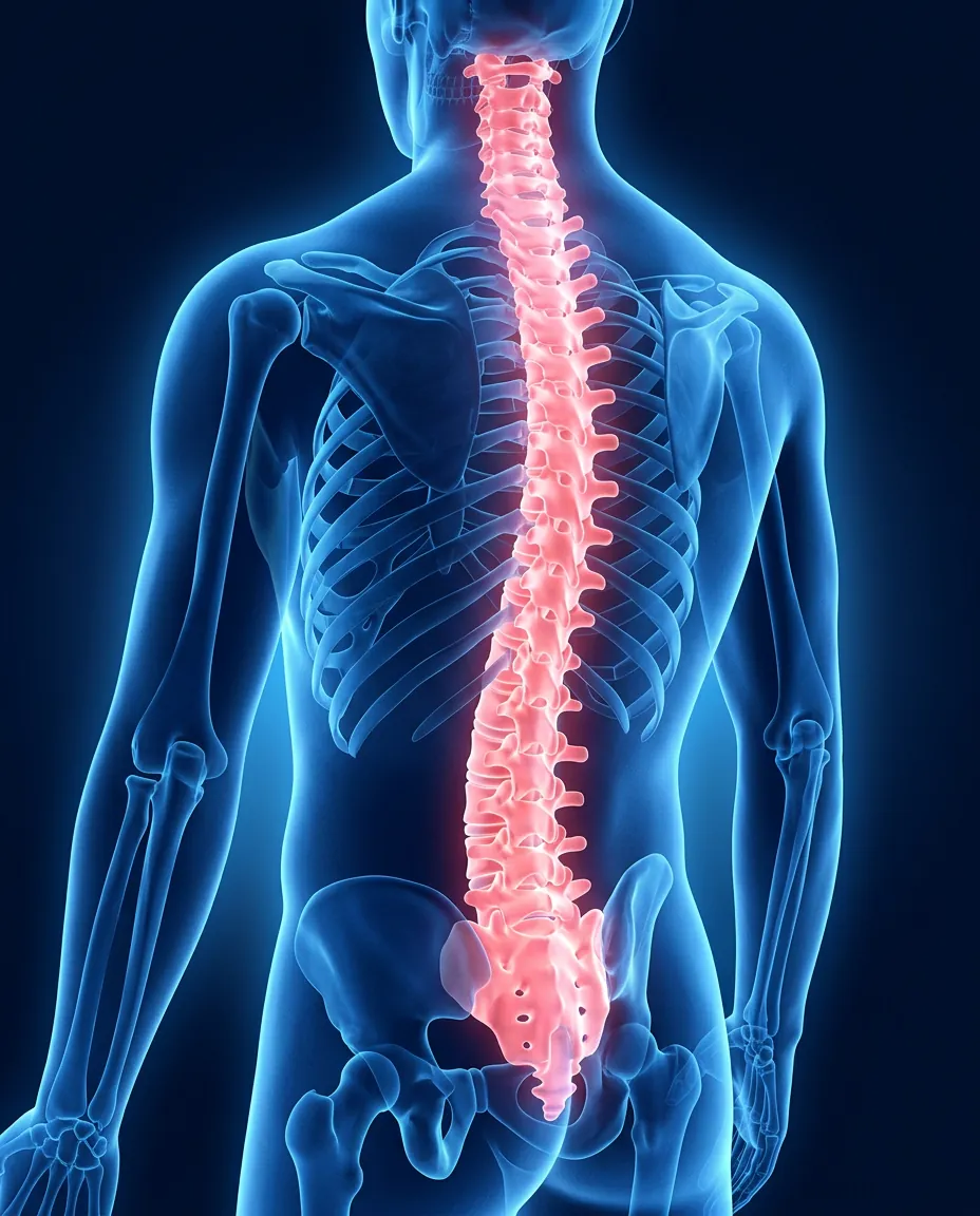 Andrew Jonathan Hillman: illustration of the human spine for the interventional procedures history, Interventional procedures