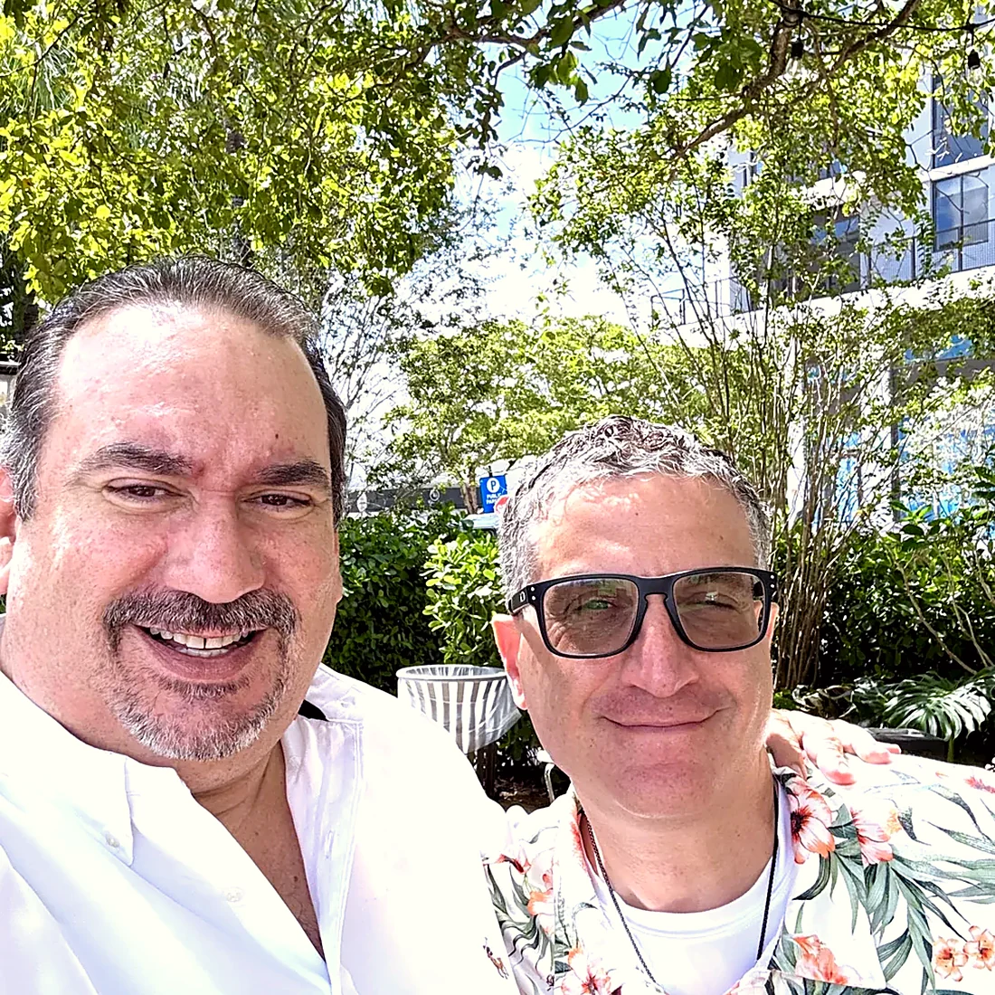 Andrew Hillman with a close family friend in Coral Gables, Florida